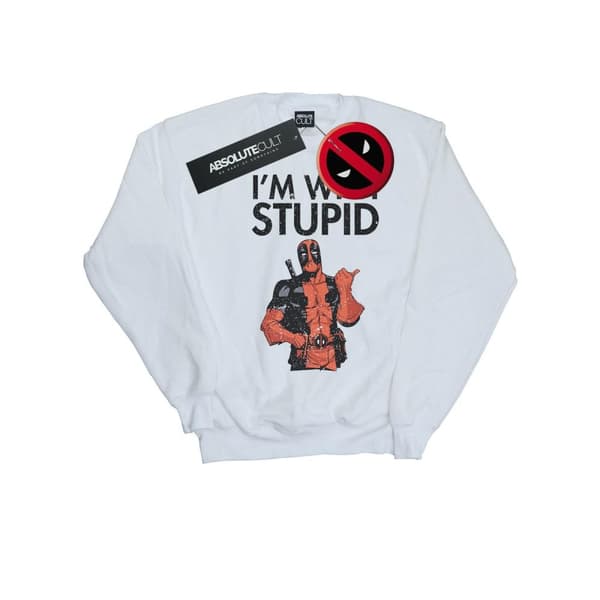Marvel Mens Deadpool I´m With Stupid Sweatshirt White L