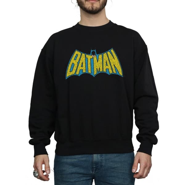 DC Comics Batman-tröja med krackelerad logotyp för herrar