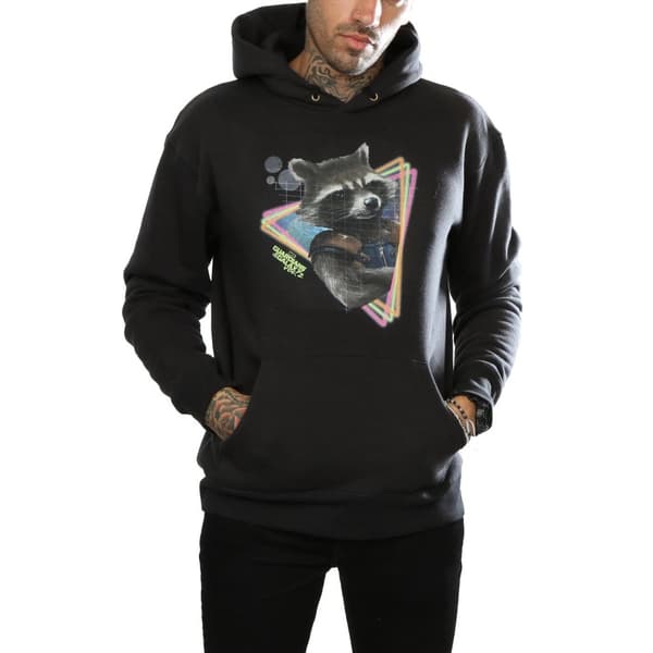 Marvel Mens Guardians Of The Galaxy Neon Rocket Hoodie