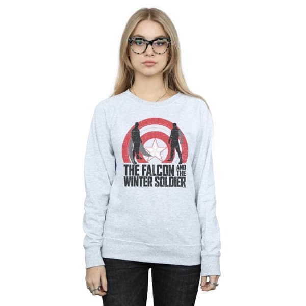 Marvel Dam/Tjej The Falcon And The Winter Soldier Sköldsilhuetter Sweatshirt