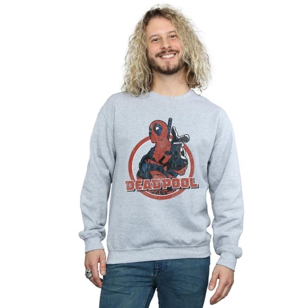 Marvel Mens Deadpool Gun Finger Sweatshirt