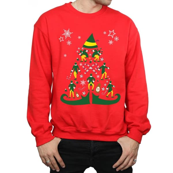Elf Mens Christmas Tree Sweatshirt