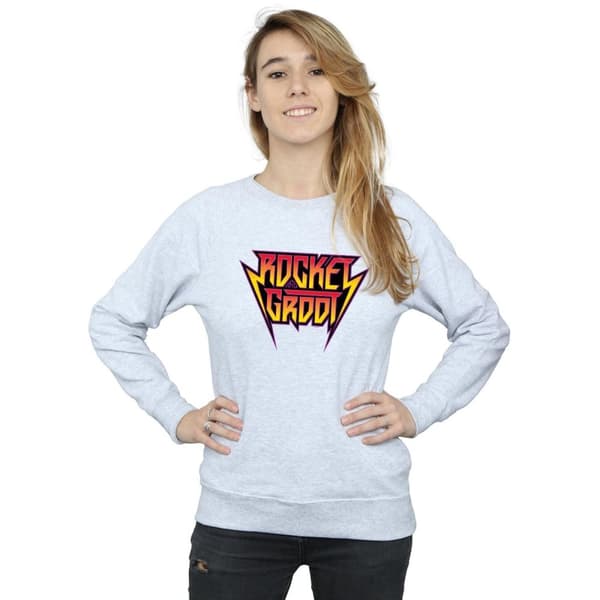 Marvel Dam/Tjej Guardians Of The Galaxy Vol. 2 Rocket And Groot Metal Logo Sweatshirt