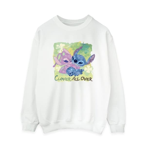 Disney Womens/Ladies Lilo And Stitch St Patrick´s Day Clover Sweatshirt White XL