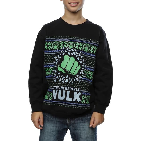Marvel Boys Hulk Fair Isle Christmas Sweatshirt