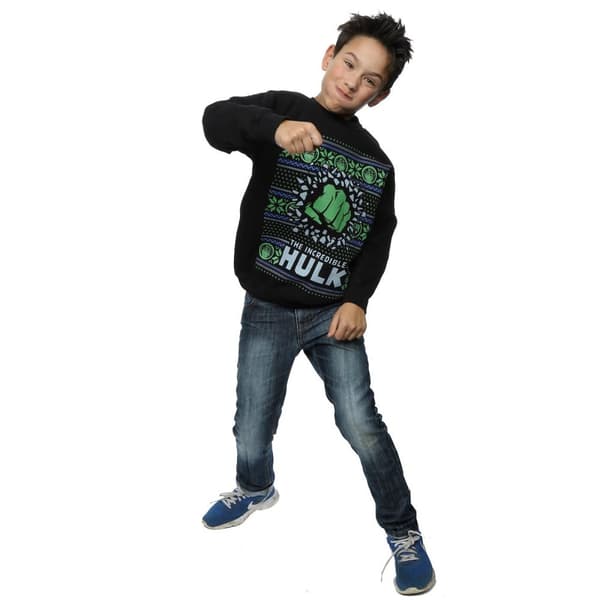 Marvel Boys Hulk Fair Isle Christmas Sweatshirt