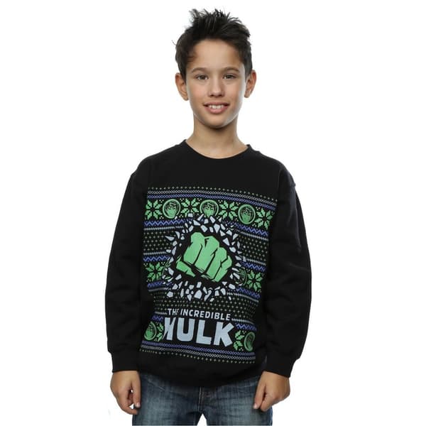 Marvel Boys Hulk Fair Isle Christmas Sweatshirt