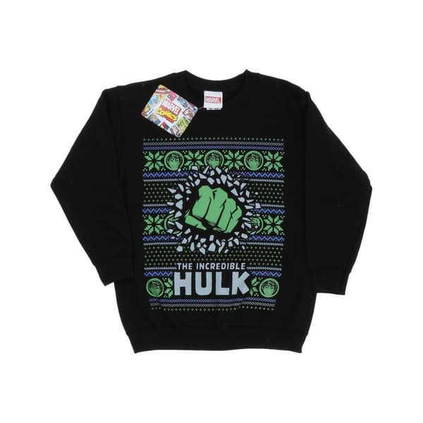 Marvel Boys Hulk Fair Isle Christmas Sweatshirt