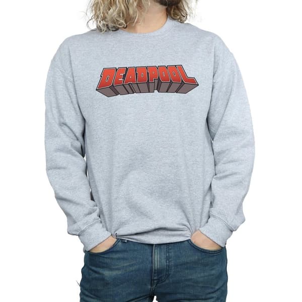 Marvel Mens Deadpool Text Logo Sweatshirt
