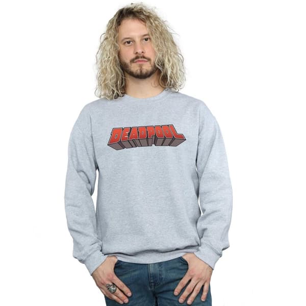 Marvel Mens Deadpool Text Logo Sweatshirt