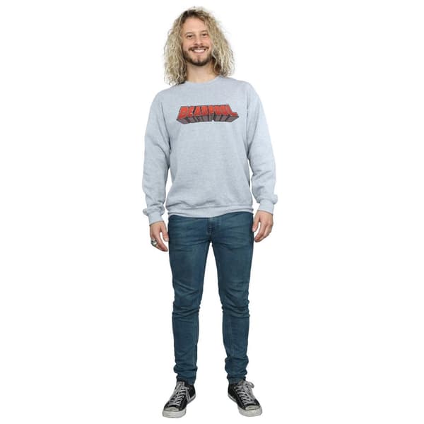 Marvel Mens Deadpool Text Logo Sweatshirt