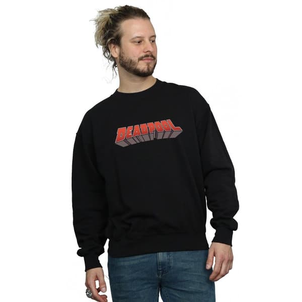 Marvel Mens Deadpool Text Logo Sweatshirt