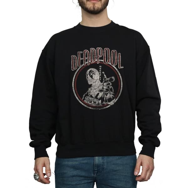 Marvel Mens Deadpool Vintage Circle Sweatshirt