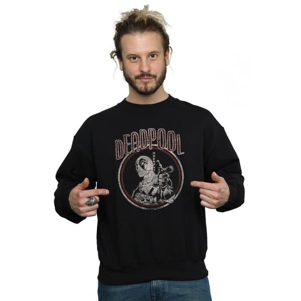 Marvel Mens Deadpool Vintage Circle Sweatshirt