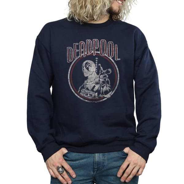 Marvel Mens Deadpool Vintage Circle Sweatshirt