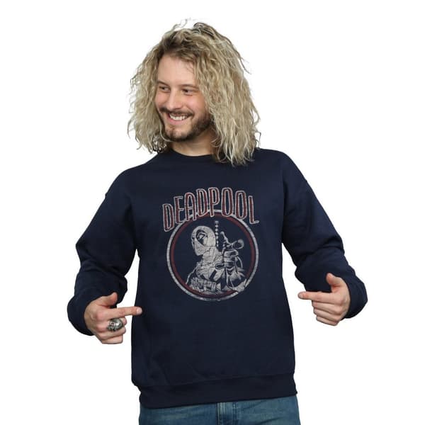 Marvel Mens Deadpool Vintage Circle Sweatshirt