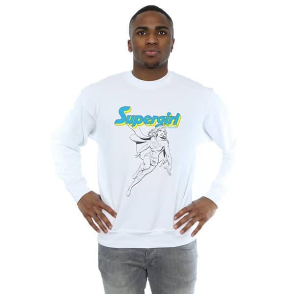 DC Comics Mens Supergirl Mono Action Pose Sweatshirt