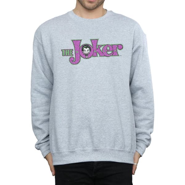 DC Comics Mens The Joker Crackle Logo Sweatshirt