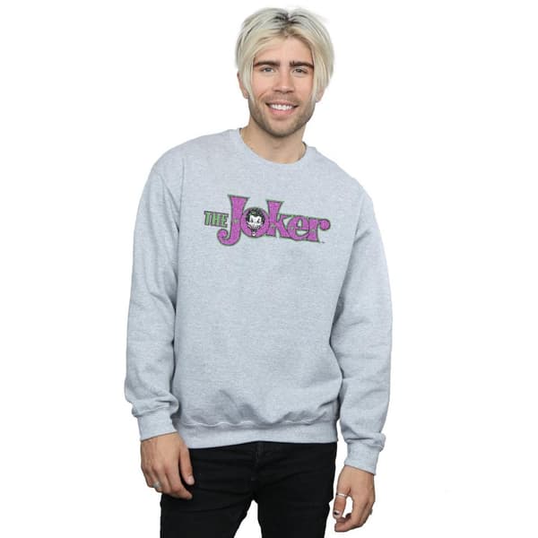 DC Comics Mens The Joker Crackle Logo Sweatshirt