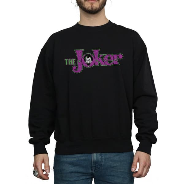 DC Comics Mens The Joker Crackle Logo Sweatshirt