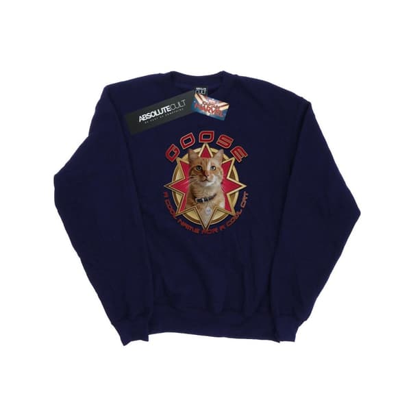 Marvel Mens Captain Marvel Goose Cool Cat Sweatshirt