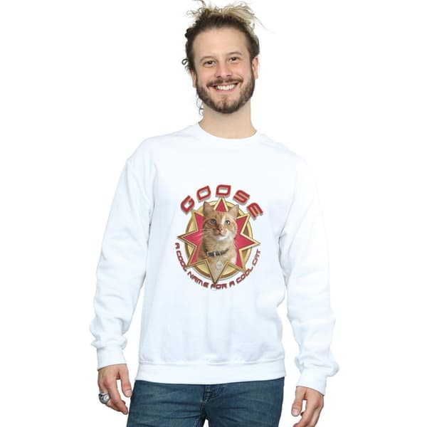Marvel Mens Captain Marvel Goose Cool Cat Sweatshirt