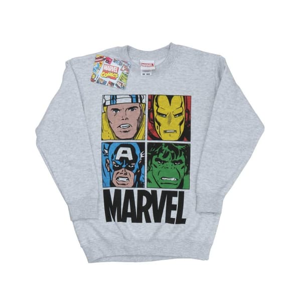 Marvel Boys Comics Main Tiles Sweatshirt Heather Grey 5-6 Years