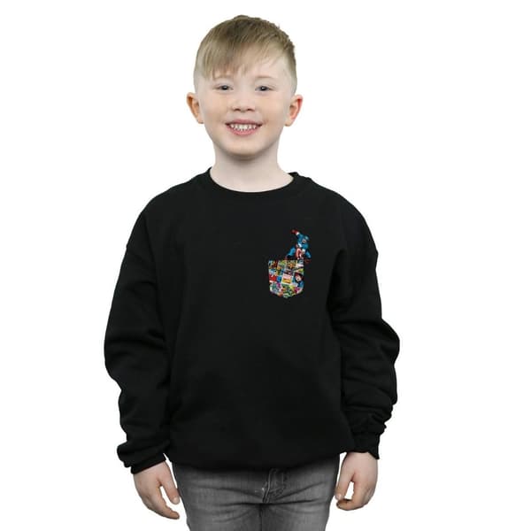 Marvel Boys Captain America Faux Pocket Sweatshirt