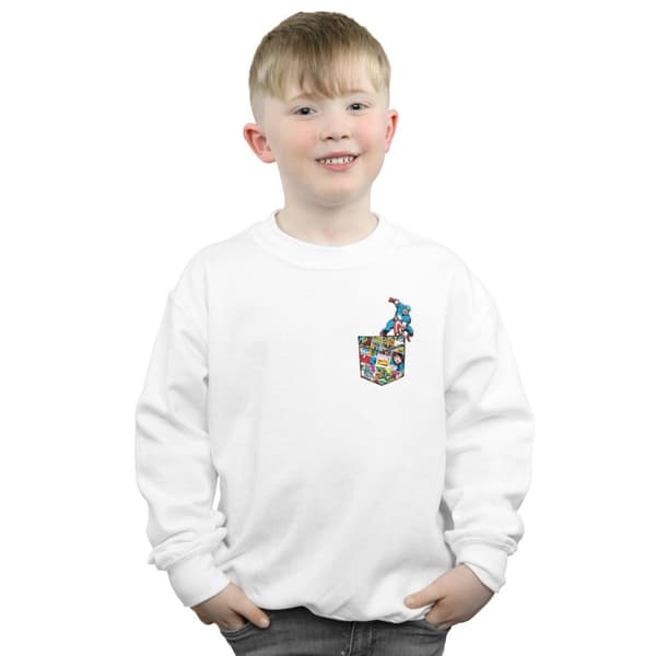 Marvel Boys Captain America Faux Pocket Sweatshirt