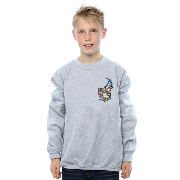 Marvel Boys Captain America Faux Pocket Sweatshirt