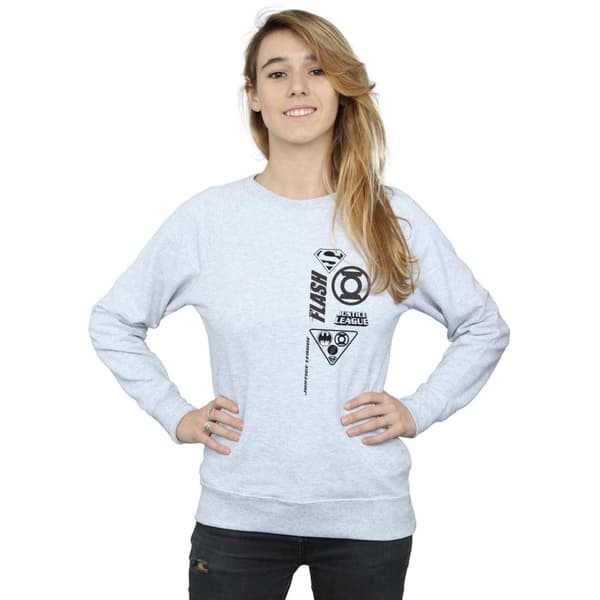 DC Comics Sweatshirt med ikoner på bröstet för Justice League - dam/dam
