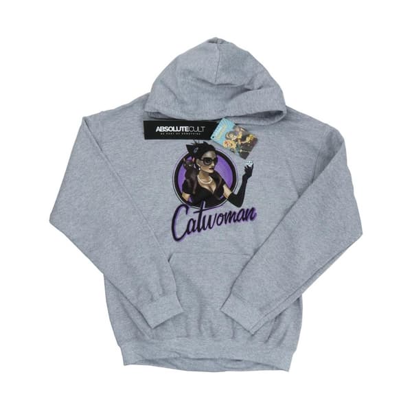 DC Comics Mens DC Bombshells Catwoman Hoodie Heather Grey S