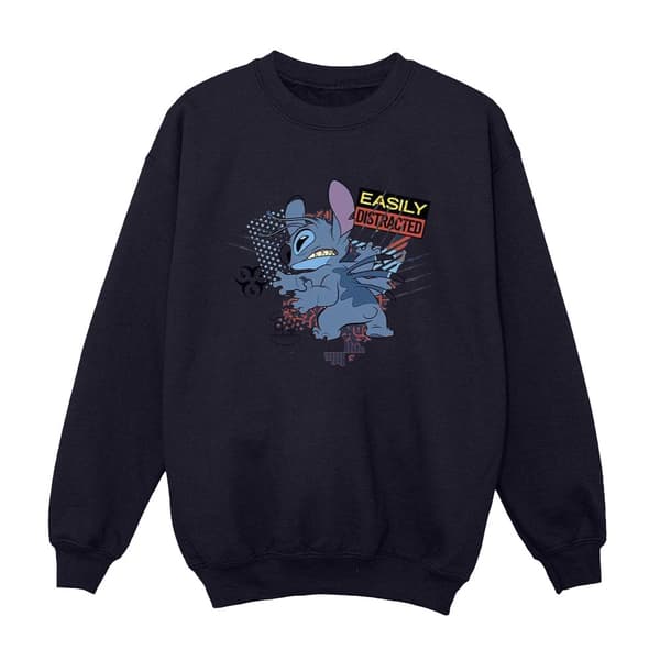 Disney Lilo And Stitch Easily Distracted - Sweatshirt för pojkar Navy Blue 5-6 Years