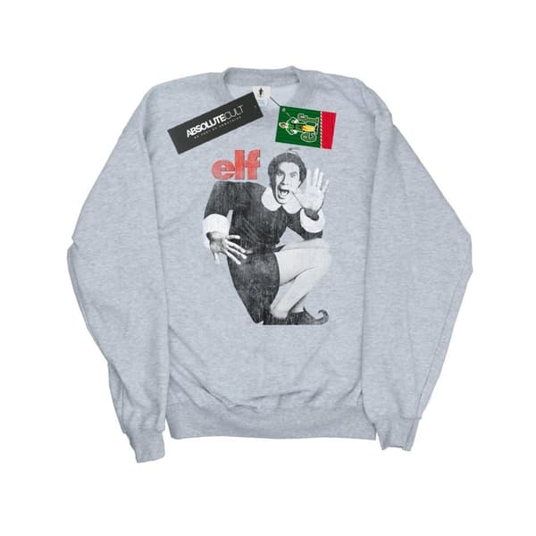Elf Mens Mono Distressed Poster Sweatshirt