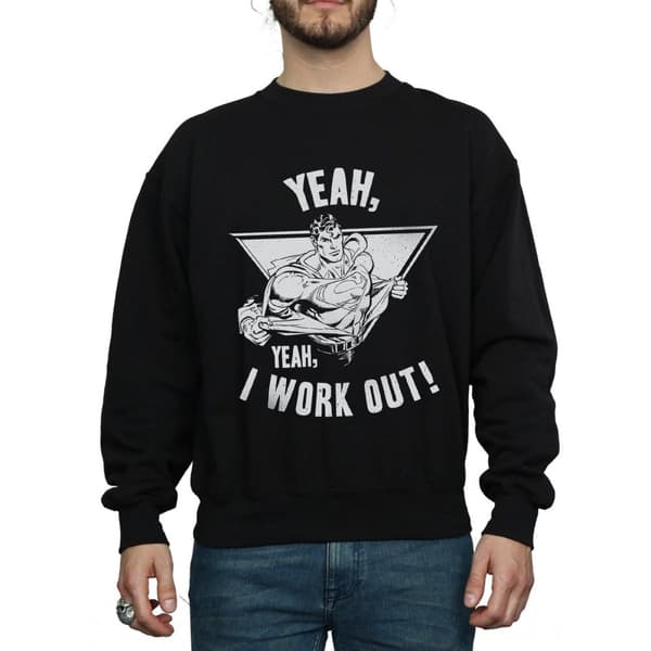 DC Comics Mens Superman I Work Out Sweatshirt