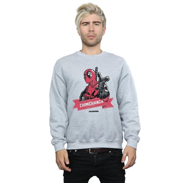 Marvel Mens Deadpool Chimichanga Finger Sweatshirt
