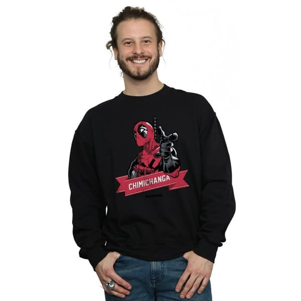 Marvel Mens Deadpool Chimichanga Finger Sweatshirt