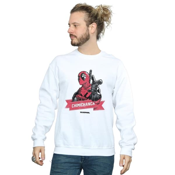Marvel Mens Deadpool Chimichanga Finger Sweatshirt