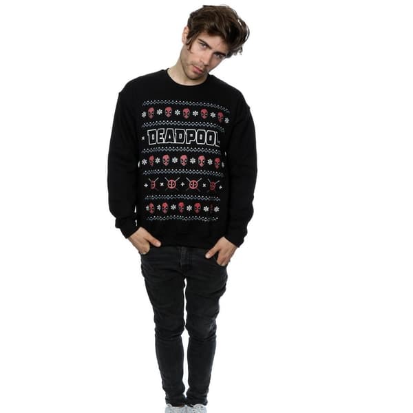 Marvel Mens Deadpool Logo Christmas Sweatshirt