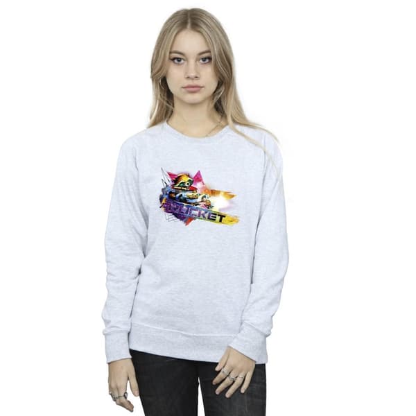 Marvel Dam/Tjej Guardians Of The Galaxy Abstrakt Raket Tvättbjörn Sweatshirt