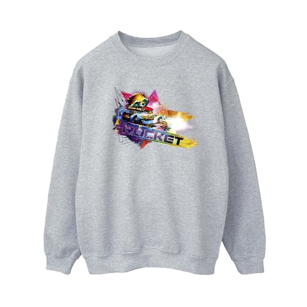 Marvel Dam/Tjej Guardians Of The Galaxy Abstrakt Raket Tvättbjörn Sweatshirt Sports Grey XL