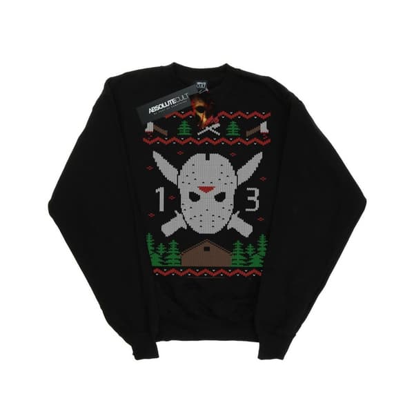 Friday 13th Mens Christmas Fair Isle Sweatshirt Black L