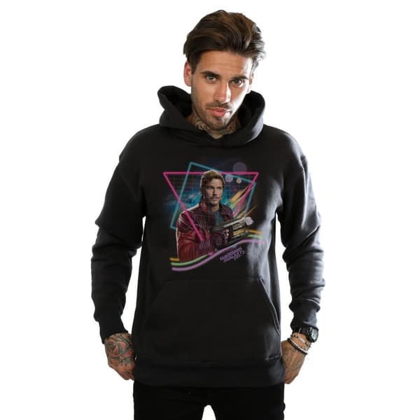 Marvel Mens Guardians Of The Galaxy Neon Star Lord Hoodie Black XXL
