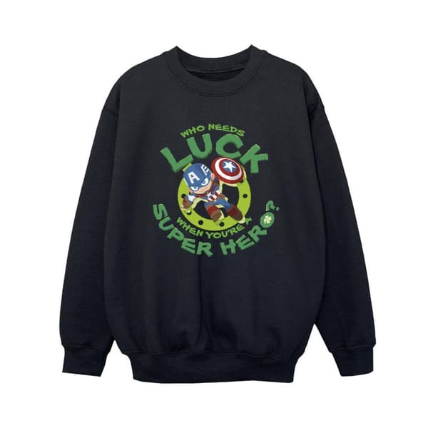 Marvel Boys St Patrick´s Day Captain America Luck Sweatshirt Black 5-6 Years