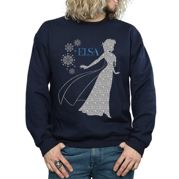 Disney Mens Frozen Elsa Christmas Silhouette Sweatshirt