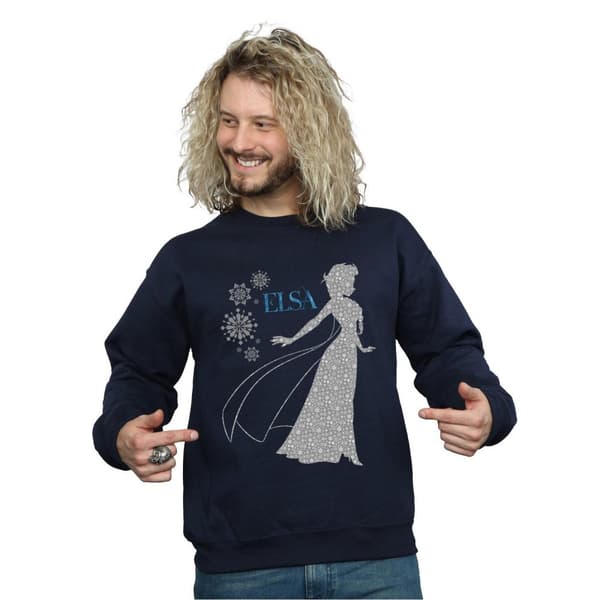 Disney Mens Frozen Elsa Christmas Silhouette Sweatshirt