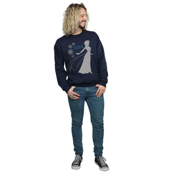 Disney Mens Frozen Elsa Christmas Silhouette Sweatshirt