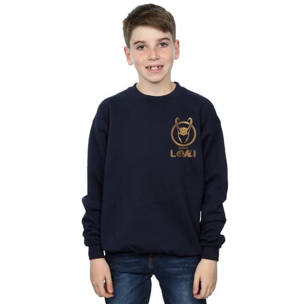 Marvel Boys Loki Horn Logo Faux Pocket Sweatshirt
