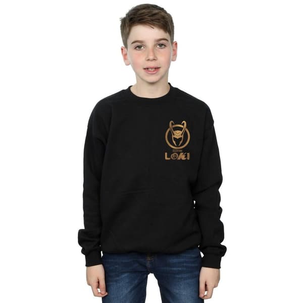 Marvel Boys Loki Horn Logo Faux Pocket Sweatshirt