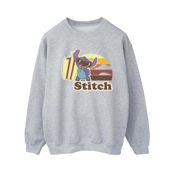 Disney Lilo And Stitch Bitten Surfboard - Sweatshirt för kvinnor/damer Sports Grey S